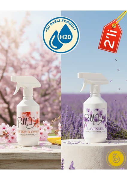 Kiraz Çiçeği ve Lavanta 2'li Set Oda ve Çamaşır Spreyi 2X500ML
