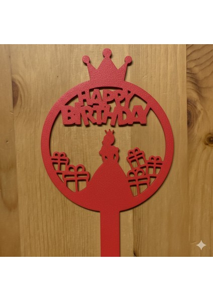 Prenses Temalı Pasta Süsü Kırmızı