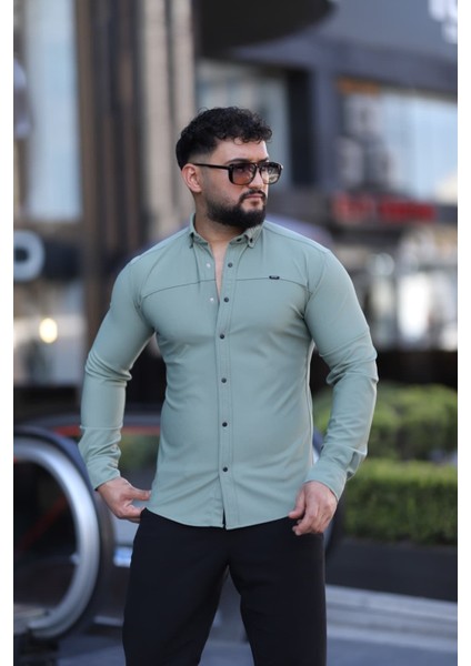 Slim Fit Uzun Kollu Klasik Yaka Düğmeli Gömlek - Şık & Günlük Kombin