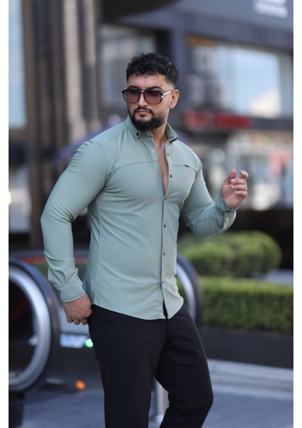 Slim Fit Uzun Kollu Klasik Yaka Düğmeli Gömlek - Şık & Günlük Kombin modelleri
