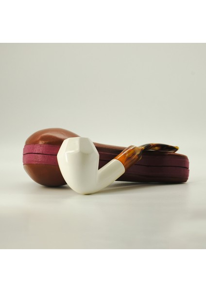 El Yapımı Lületaşı Pipo – Facet Kasa, Kıvrımlı Akrilik Ağızlık, 14 Cm, Kutulu fiyatları