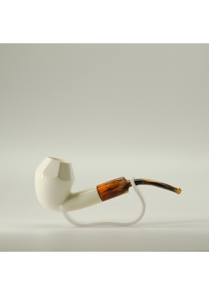 El Yapımı Lületaşı Pipo – Facet Kasa, Kıvrımlı Akrilik Ağızlık, 14 Cm, Kutulu fırsatları