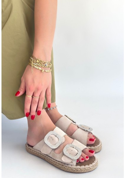 Hertas Bej Nubuk Tokalı Terlik - Lisinya modelleri
