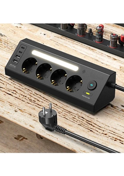 Buğz LP764 Çoklu Gece Lambalı Priz Yüksek Gerilim Korumalı 4’lü Priz 2xusb 2xtype-C Çıkışlı Grup Priz Çoğaltıcı fiyatları