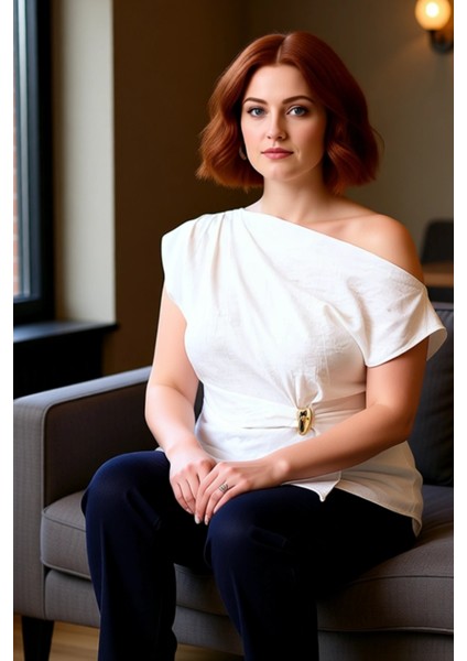 Kadın Asimetrik Kesim Kayık Yaka Detaylı Dokuma Bluz Kaliteli Şık Rahat Modern Zarif fiyatları