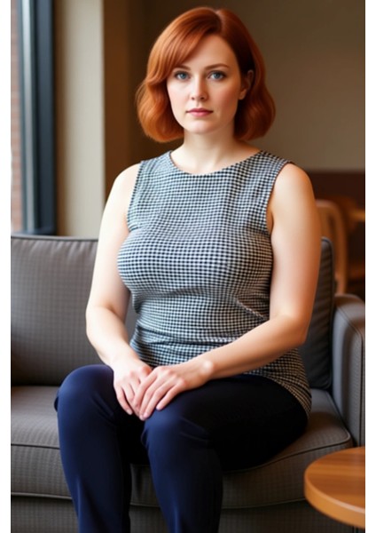 Kadın Asimetrik Kesimli Kareli Desenli Kolsuz Örme Kaliteli Şık Rahat Modern Zarif fiyatları