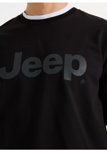 Bisiklet Yaka Baskılı Siyah Erkek Sweatshırt J5WM-SWT7692 indirimleri