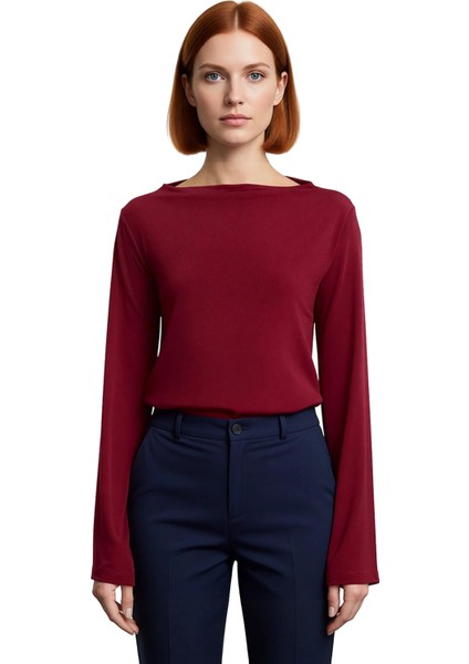 Kadın Gri Regular Kalıp Ispanyol Kol Esnek Örme Bluz Casual Günlük Kullanım Için Sandy Dokuma modelleri