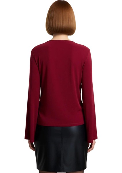 Kadın Gri Regular Kalıp Ispanyol Kol Esnek Örme Bluz Casual Günlük Kullanım Için Sandy Dokuma fırsatları