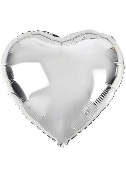 Kalp Şekilli Gümüş Renk Folyo Balon 45 cm 10 Adet fiyatları
