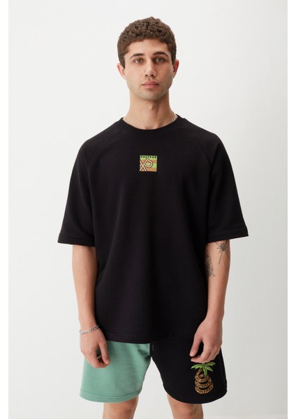 Square Logo Nakışlı Oversize Heavy T-Shirt