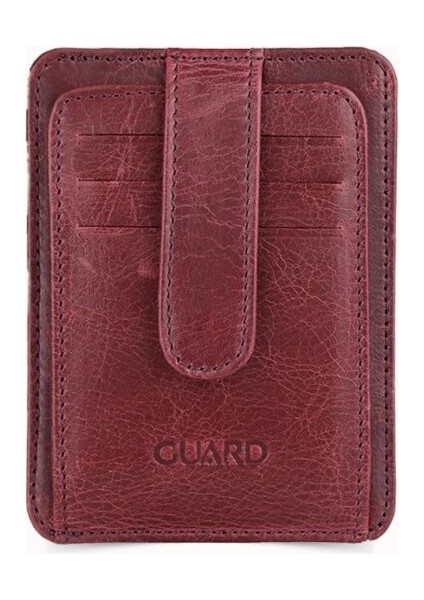 Guard Dikey Crazy Bordo Deri Kartlık