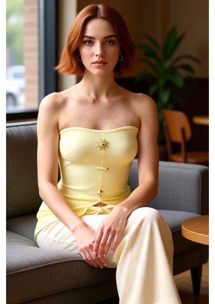 Kadın Vücuda Oturan Straplez Ottoman Örme Bluz Düğme Detaylı Esnek Yapı Kaliteli Şık Rahat fiyatları