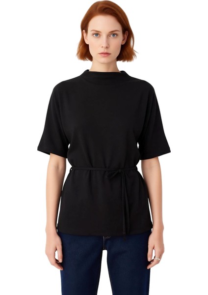 Kadın Regular Fit Dik Yaka Bağlama Detaylı Örme Bluz Kaliteli Şık Rahat Modern Zarif Günlük modelleri