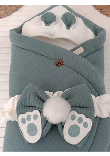 Yenidoğan 4 Kat Müslin Kumaş Kulaklı Patili Fiyonk Bebek Battaniyesi Kundak Kahverengi fiyatları