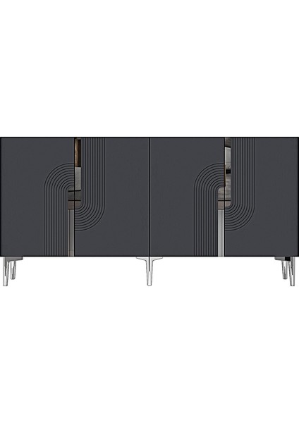 KA1516AS- Meyra Konsol, Tv Sehpası, Çok Amaçlı Dolap 150CM Antrasit-Sılver indirimleri