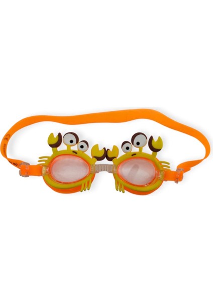 Çocuk Yüzücü Gözlüğü Silikon Taşıma Çantalı Turuncu Yengeç - 9014 (Lisinya)