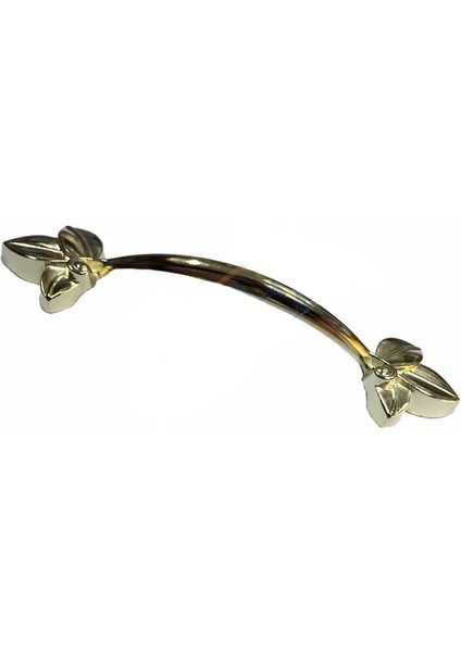 Dekoratif Zamak Yaprak Kulp - 96MM, Sarı, 100 Adet ( Lisinya )
