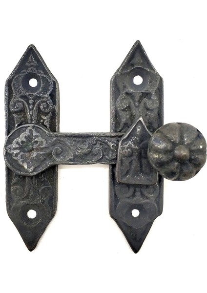 Antika Tarz Dekoratif Pirinç Kapı, Pencere Mandalı - 86X72 Mm, Oksit - Lisinya