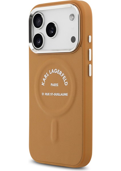 iPhone 17 Pro Kılıf Karl Lagerfeld Lisanslı M-Safeli Metal Kamera ve Buton Paris Rsg Deri Kahverengi fiyatları