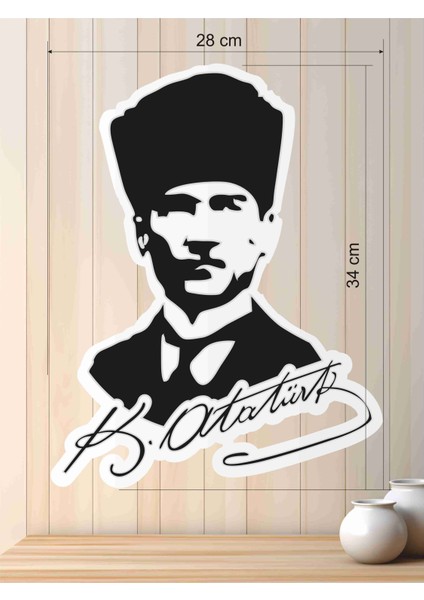 Mustafa Kemal Atatürk Silüet Duvar Dekoratif Mdf Lazer Kesim