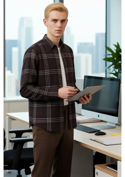 Erkek Gofre Dokulu Kareli Gömlek Fonksiyonel Dayanıklı Kaliteli Konforlu Estetik Premium Şık fırsatları