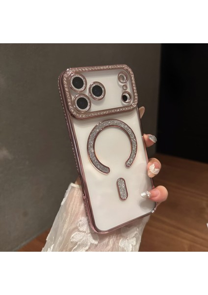 Iphone 17 Pro Uyumlu Şeffaf Taşlı Magsafe Özellikli Kılıf