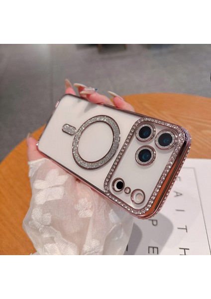 Iphone 17 Pro Uyumlu Şeffaf Taşlı Magsafe Özellikli Kılıf modelleri