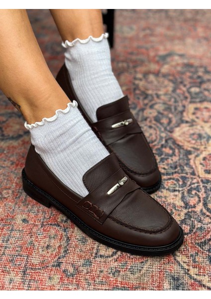 Delos Deri Toka Detaylı Acı Kahve Kadın Loafer