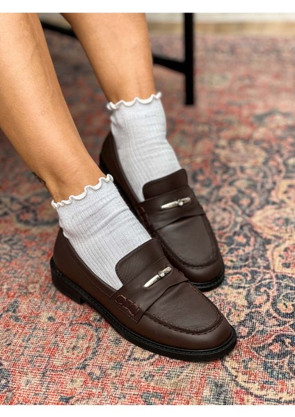 Delos Deri Toka Detaylı Acı Kahve Kadın Loafer modelleri