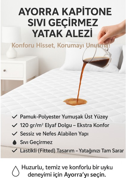 Pamuk-Polyester Kapitone Fitted Full Kenar Sıvı Geçirmez Alez Yatak Koruyucu modelleri