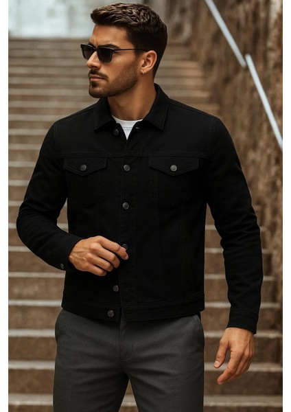 Erkek Mevsimlik Basic Günlük Trend Siyah Kot Ceket fiyatları