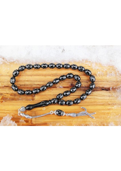 Oltu Taşı Beyzi Model Çemberli Yön Işlemeli Tespih modelleri