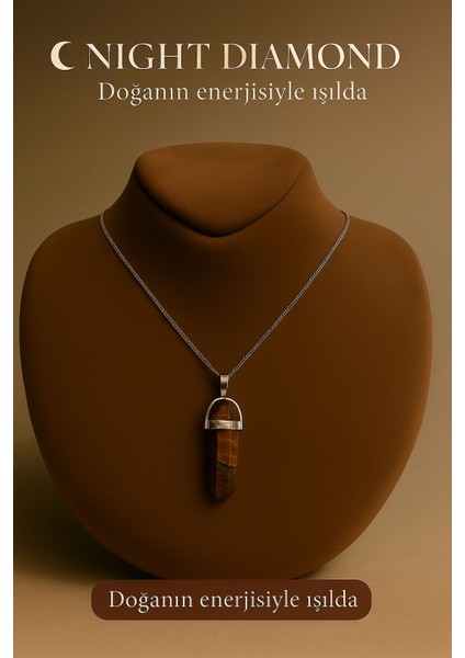 Kadın Kolye Kaplangözü Doğal Taş Zincirli Kolye