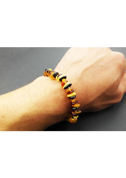 Karışık Renk Doğal Kesim Damla Kehribar Yetişkin Bileklik fiyatları