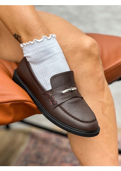 Delos Deri Toka Detaylı Acı Kahve Kadın Loafer
