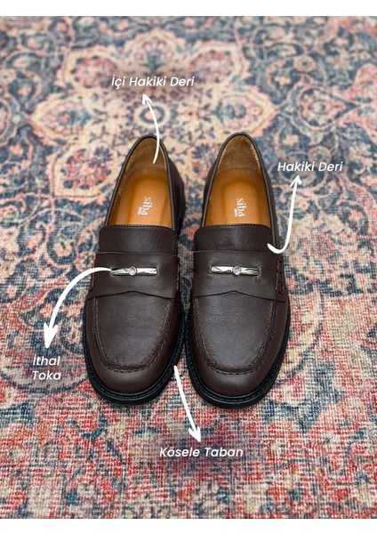 Delos Deri Toka Detaylı Acı Kahve Kadın Loafer