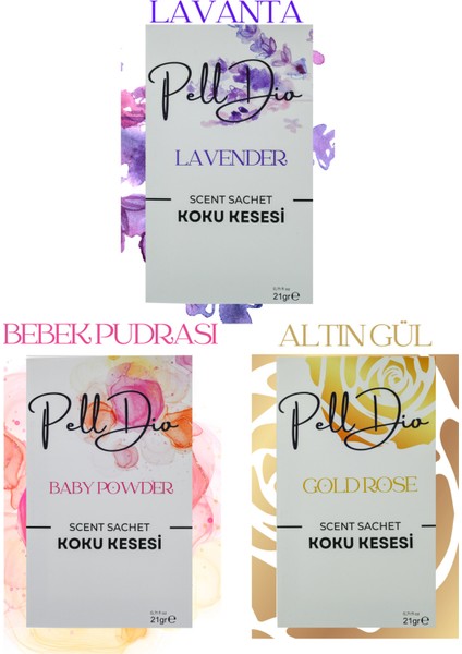 3'lü Bebek Pudrası -Lavanta - Altın Gül Dolap, Ayakkabılık ve Çekmece Kokusu-4