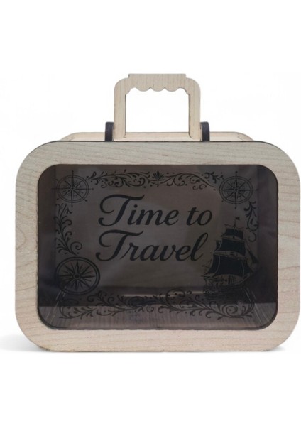 Parabox - 50.000TL Kumbara - Ahşap Para Biriktirme Hedef Kutusu - Time To Travel
