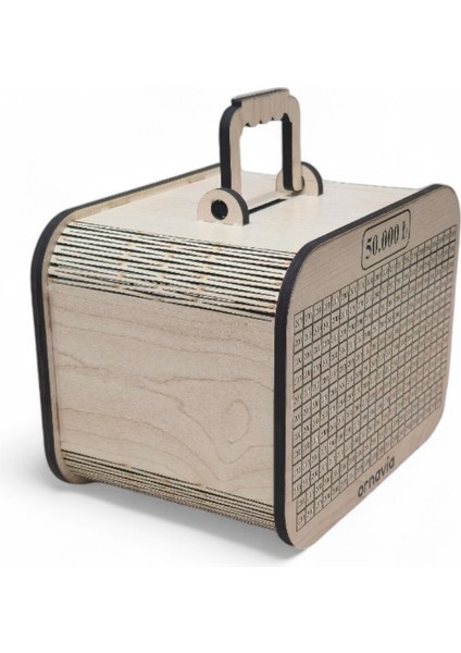 Parabox - 50.000TL Kumbara - Ahşap Para Biriktirme Hedef Kutusu - Time To Travel indirimleri