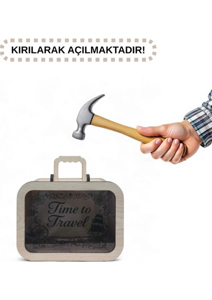 Parabox - 50.000TL Kumbara - Ahşap Para Biriktirme Hedef Kutusu - Time To Travel