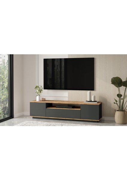 Aven Tv Ünitesi Tv Sehpası Kapaklı 180CM Çam-Antrasit Ave7-Aa modelleri