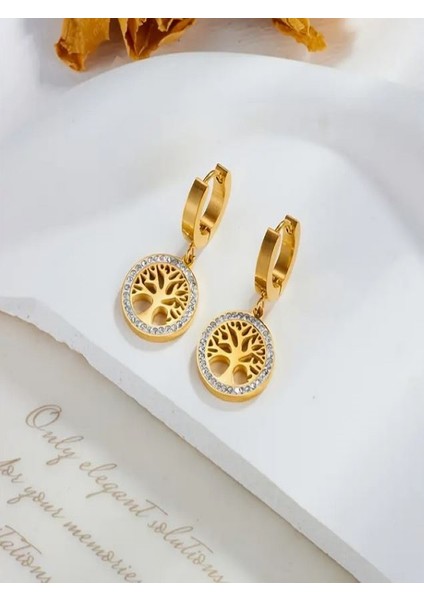 Yüksek Kalite Paslanmaz Çelik Yaşam Ağacı Küpeleri modelleri