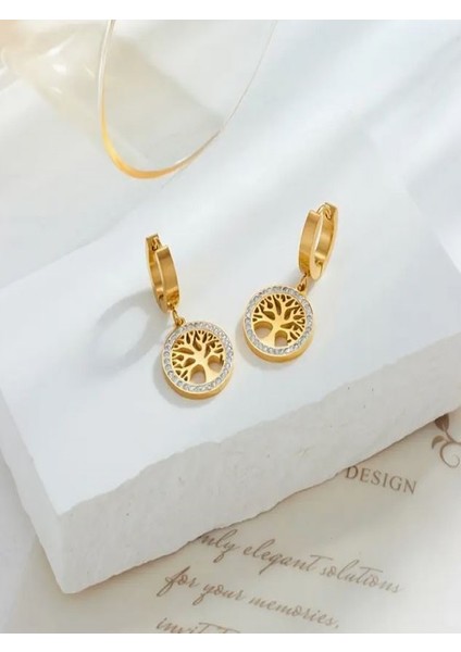 Yüksek Kalite Paslanmaz Çelik Yaşam Ağacı Küpeleri indirimleri