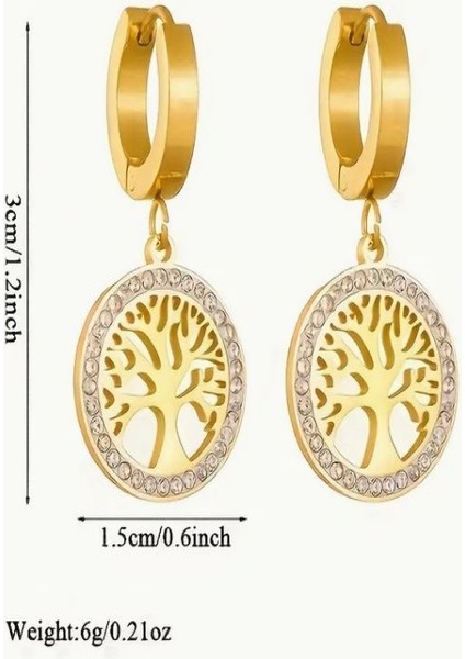 Yüksek Kalite Paslanmaz Çelik Yaşam Ağacı Küpeleri