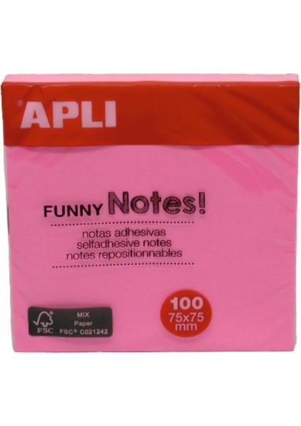 Apli Yapışkanlı Not Kağıdı Pembe Funny 100 Yp 75X75 11898 fiyatları