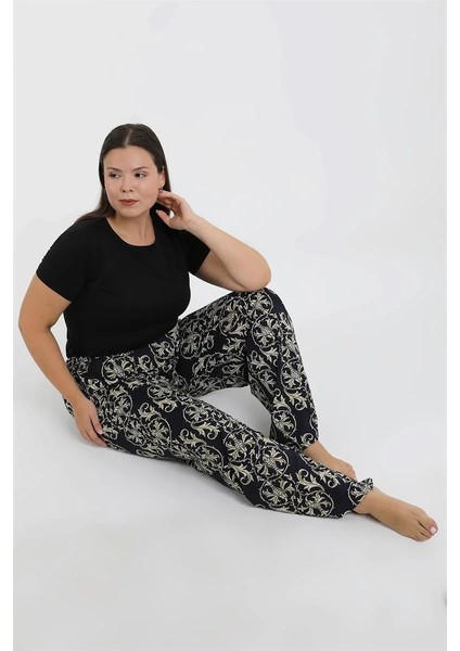 Kadın Büyük Beden Lacivert Rahat Kesim Baggy Tek Alt modelleri