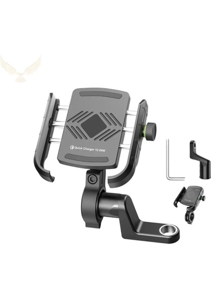 Motosiklet Gidon ve Ayna Bağlantılı Motor ve Bisiklet Uyumlu Telefon Tutucu 12-24W Hızlı Şarj modelleri