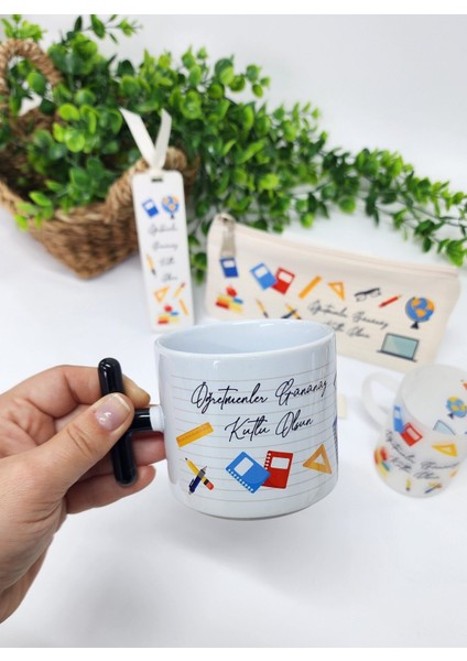 Öğretmenler Günü Temalı T Kupa Bardak Latte Fincanı Kalemlik Kitap Ayracı Anahtarlık Hediye Seti indirimleri