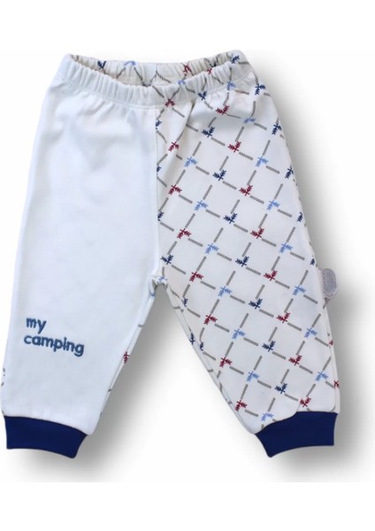 3-6 6-9 9-12 Ay My Camping Nakışlı Bandajlı Uzun Kollu Zıbınlı 3lü Erkek Bebek Takımı Ekru modelleri